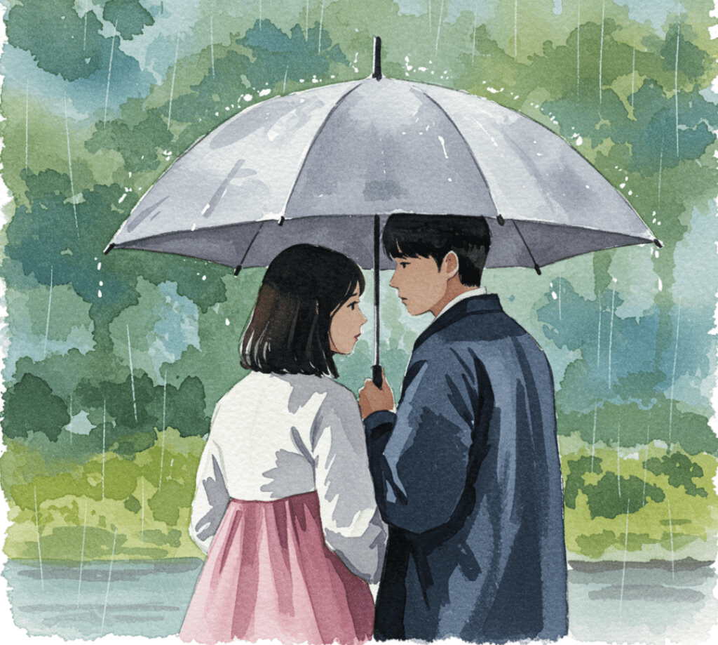 What’s worse: the predictability of these tropes that show up in nearly every Korean drama, or the fact that I wrote down this list practically from memory?

A crucial misunderstanding — a missed call, a misheard conversation — threatens to ruin everything. Always just before the moment of happiness.

The guy opens his umbrella to shield the girl from the rain.

In a heroic reflex, he pulls her away from an oncoming scooter or car.

She invites him over for a cup of instant ramen; even though they do nothing but eat noodles, the subtext is clear: this is the Korean version of ‘Netflix and chill’ — a coded invitation with a sexual undertone.

The first snowfall of the year marks the moment lovers meet or something magical happens between them.

Flashbacks reveal they’ve actually met before — sometimes even as toddlers — because fate has long been bringing them together.

In the car, the guy (or in progressive dramas, the girl) leans over to buckle the other’s seatbelt: a protective gesture, but mostly a moment of simmering closeness.

They turn out to be neighbors as well as coworkers or classmates, completely by coincidence, of course.

The second lead is always perfect — caring, loyal, stable — but never chosen.

One of them trips and falls, the other catches them. They end up in an awkward pose with intense eye contact.

Someone drinks too much soju and has to be taken home, usually ending in a romantic piggyback ride.

They pretend to be a couple — for parents, to make an ex jealous, or because of a contract — but feelings quickly become real.

Someone ends up in the hospital, the other stays up all night by their bedside. Hands are held. No words are spoken, but everything is understood.

Due to rain or an accident, someone has to change clothes and ends up wearing the other’s oversized shirt or sweater. With an awkward, shy look included.

After a painful breakup, a time jump of a few years follows. At the unexpected reunion, it turns out the feelings never went away.